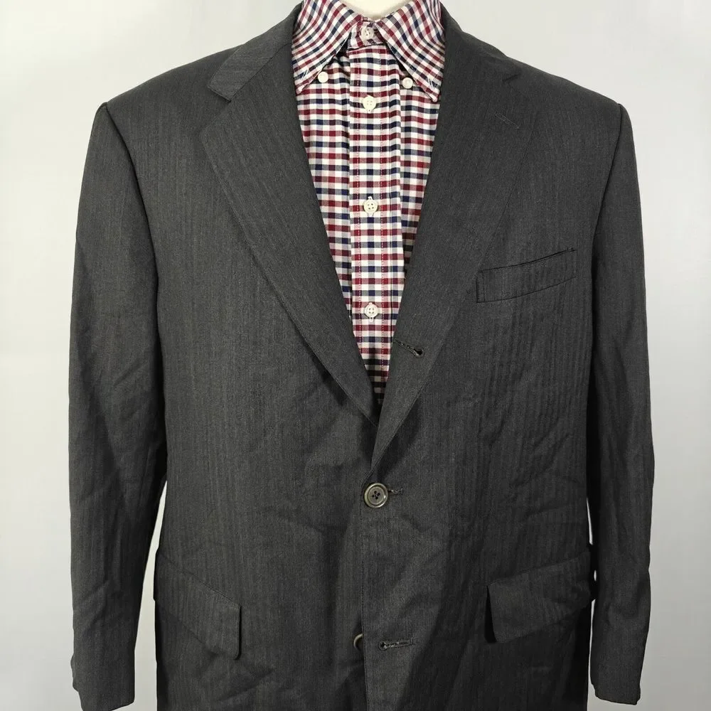 Brooks Brothers‎ Golden Fleece Men's Sport Coat Two Button Gray Herringbone 48R